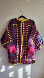 Crochet Cardigan HandmadeBlack, Red & Yellow