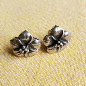 Flower Stud Earrings Sterling Silver 925