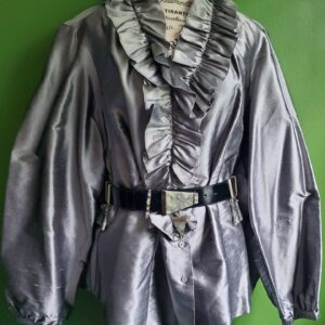Silver Blouse 100% Silk Vintage Sunny Leigh Size 20W